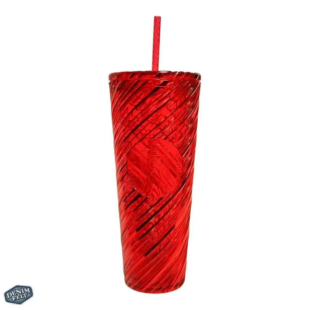 Starbucks Red‎ Swirl Plastic Cold Cup w/ Lid & Straw | 24 OZ | NEW!!